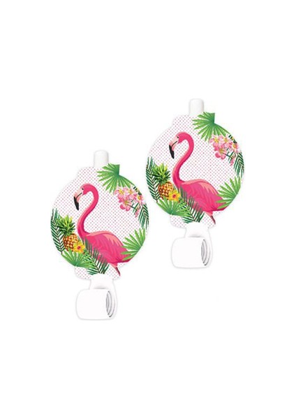 Flamingo Temalı Kaynana Dili, Parti Düdüğü,(6lı Paket) Uzayan Parti Düdüğü,uzat Çek Düdük F