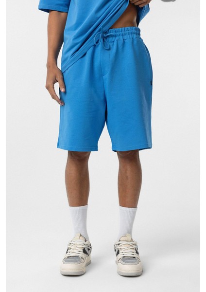 Basic Oversize Şort Takım Mavi indirimleri