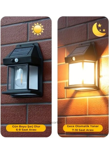 Rustika Solar Lamba Aplik Sensörlü Güneş Enerjili Bahçe Duvar Aydınlatma Rustik Ampul fiyatları