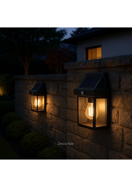 Rustika Solar Lamba Aplik Sensörlü Güneş Enerjili Bahçe Duvar Aydınlatma Rustik Ampul modelleri
