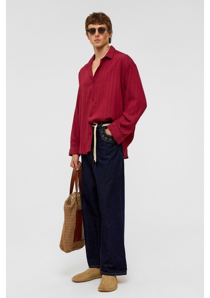 Oversize Uzun Kollu Modal Kumaş Gömlek Bordo fiyatları
