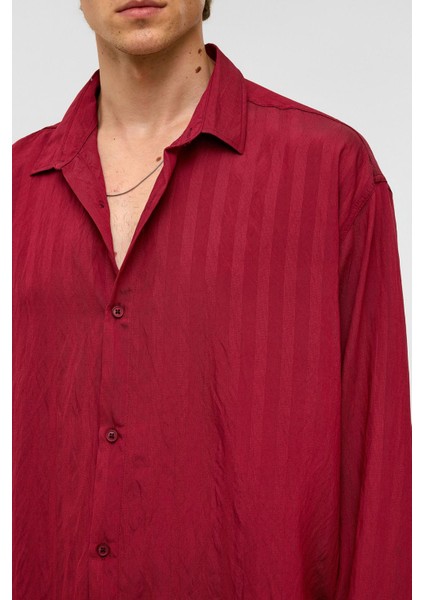 Oversize Uzun Kollu Modal Kumaş Gömlek Bordo indirimleri