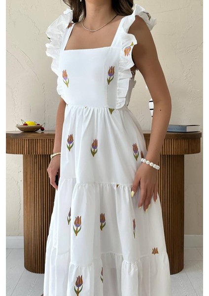 Sıfır Kol Fırfırlı Elbise fırsatları