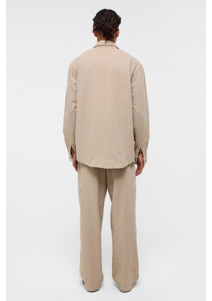 Basic Oversize Keten Takım Bej fırsatları