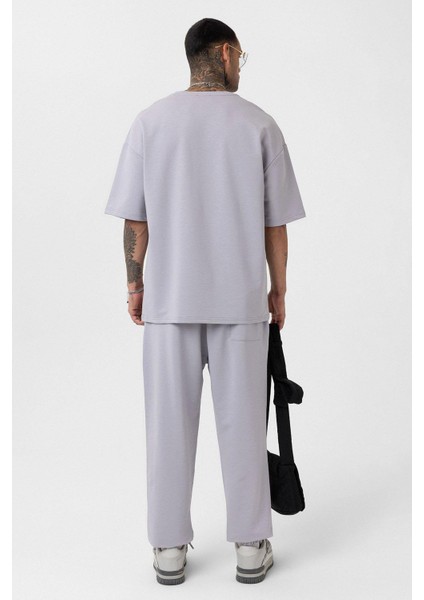 Paça Lastikli Basic Oversize Eşofman Takımı Boyama Gri modelleri