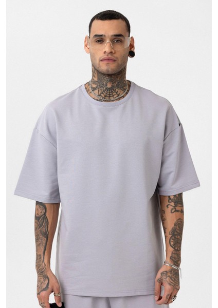 Paça Lastikli Basic Oversize Eşofman Takımı Boyama Gri indirimleri