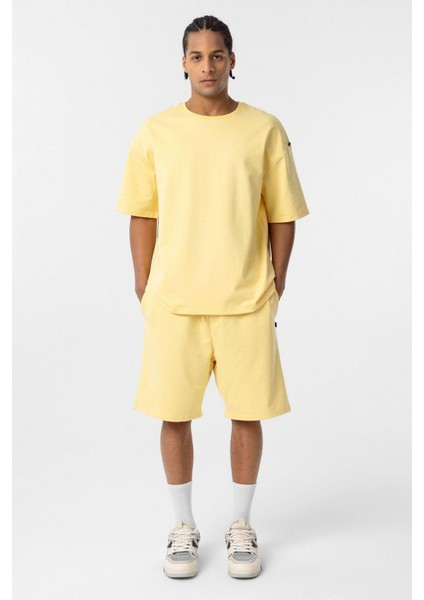 Basic Oversize Şort Takım Sarı