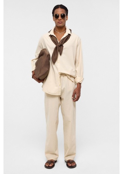 Basic Oversize Keten Takım Naturel