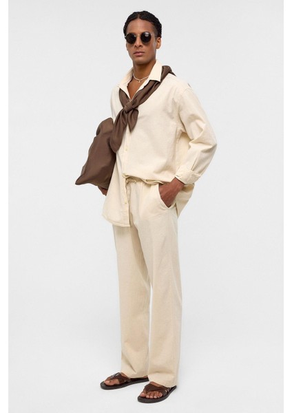 Basic Oversize Keten Takım Naturel fiyatları