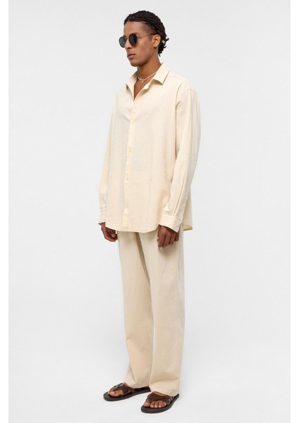 Basic Oversize Keten Takım Naturel modelleri