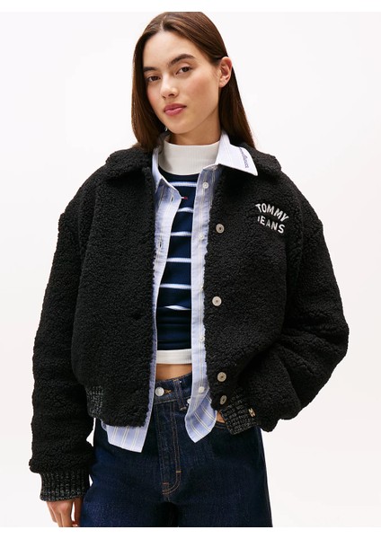 Tommy Hilfiger Tjw Teddy Kolej Stili Bomber Kadın Siyah Ceket DW0DW21666BDS