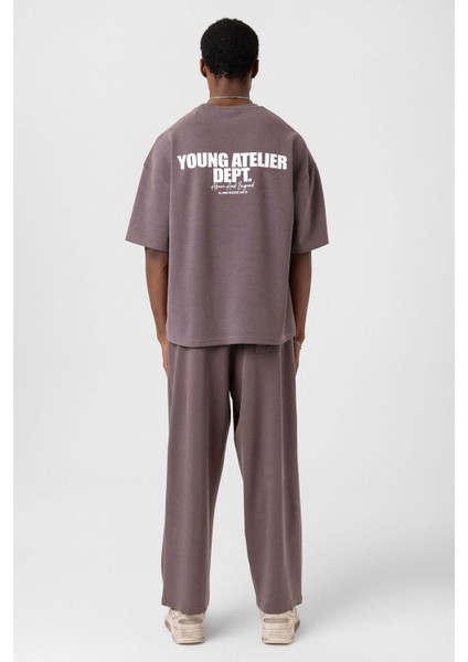 Etiket Detaylı Oversize Modal Kumaş Eşofman Takım Kahve fiyatları