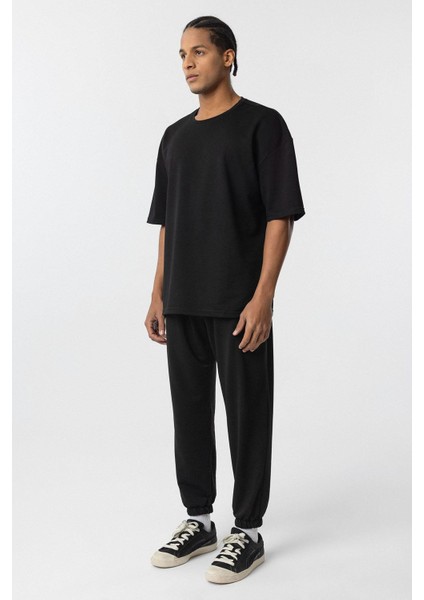 Basic Oversize Paça Lastikli Eşofman Takım Siyah modelleri