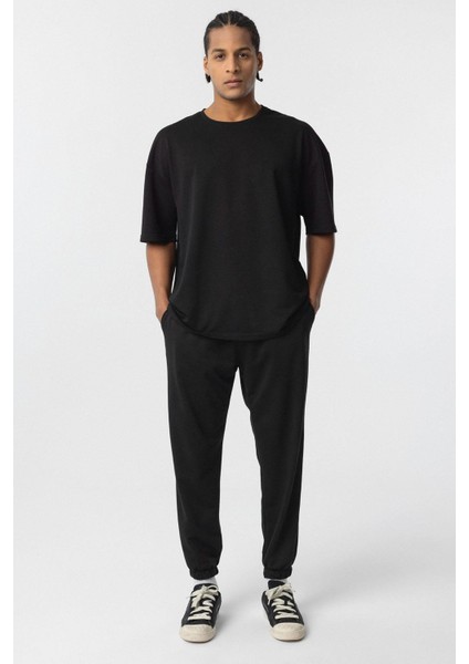 Basic Oversize Paça Lastikli Eşofman Takım Siyah fırsatları
