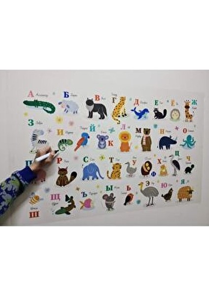Rusça Alfabe Statik Kağıt Tahta 100X65CM fiyatları