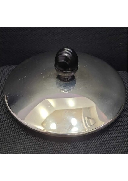 Çaydanlık Demlik Için Siyah Plastik Tutmaçlı Metal Gümüş Renk 1 Adet 11CM Kapak