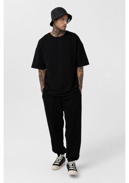 Paça Lastikli Basic Oversize Eşofman Takımı Siyah modelleri