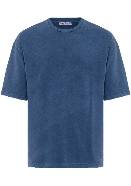 Basic Yıkamalı Oversize Şort Takım Indigo