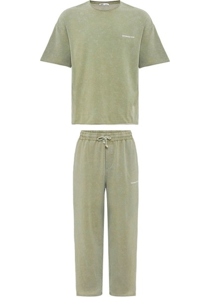 Yıkamalı Oversize Eşofman Takım Haki