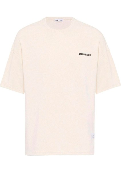 Etiket Detaylı Oversize Modal Kumaş Eşofman Takım Ekru