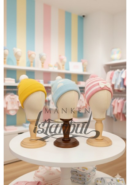 Ahşap Standlı Bebek Kafa Mankeni Bebek Şapka Mankeni Bebek Bere Mankeni 06 Ay 12 Ay Için Uygundur modelleri