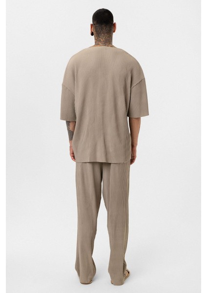 Basic Oversize Bisiklet Yaka Ottoman Takım Vizon fırsatları