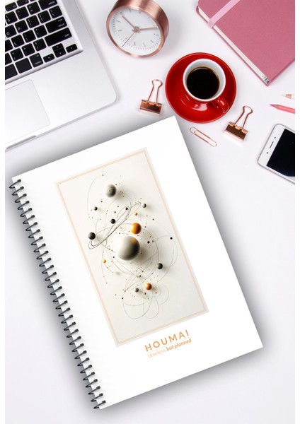 A5 Spiralli Defter 96 Sayfa Çizgili, Houmai Serisi Özel Koleksiyonu,karton Kapak