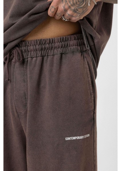 Yıkamalı Oversize Eşofman Takım Kahve fırsatları