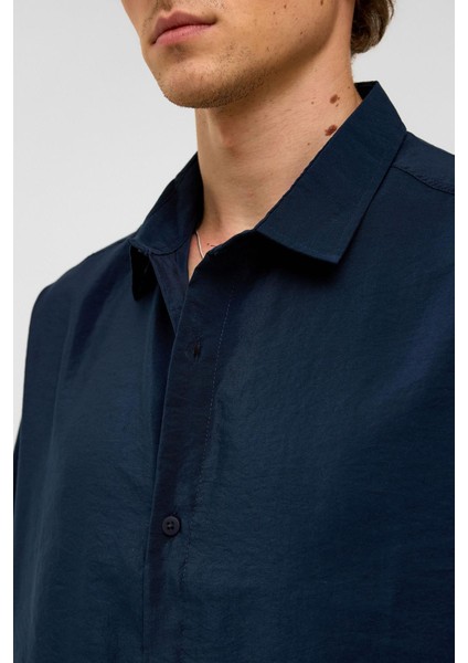 Basic Oversize Kısa Kollu Modal Gömlek Lacivert indirimleri