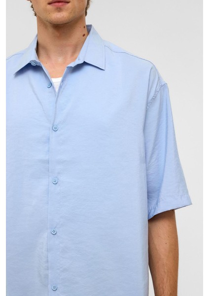 Basic Oversize Kısa Kollu Modal Gömlek Bebe Mavi fırsatları