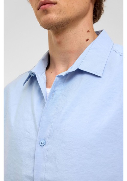 Basic Oversize Kısa Kollu Modal Gömlek Bebe Mavi indirimleri