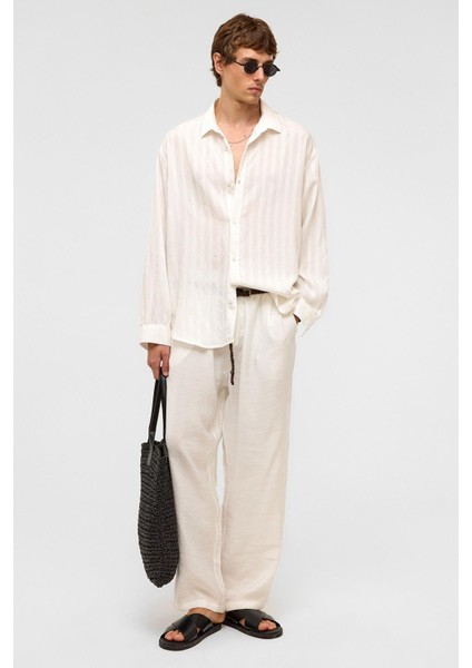 Oversize Uzun Kollu Modal Kumaş Gömlek Beyaz fiyatları