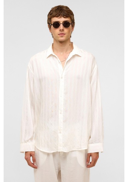 Oversize Uzun Kollu Modal Kumaş Gömlek Beyaz modelleri