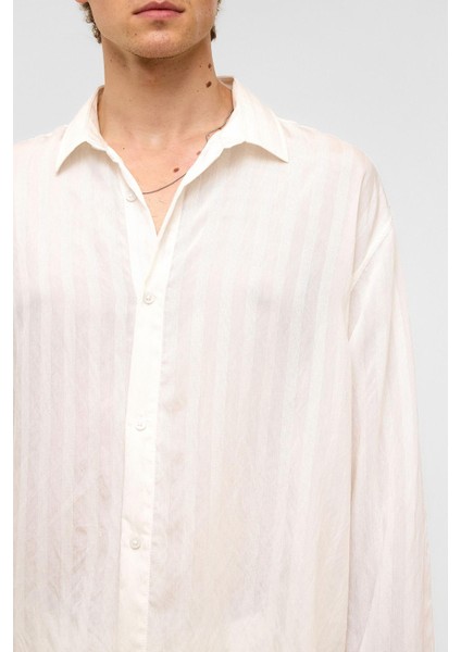 Oversize Uzun Kollu Modal Kumaş Gömlek Beyaz indirimleri