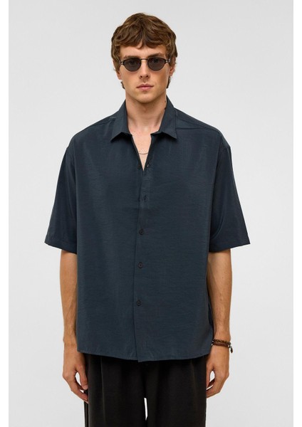 Basic Oversize Kısa Kollu Modal Gömlek Füme fiyatları