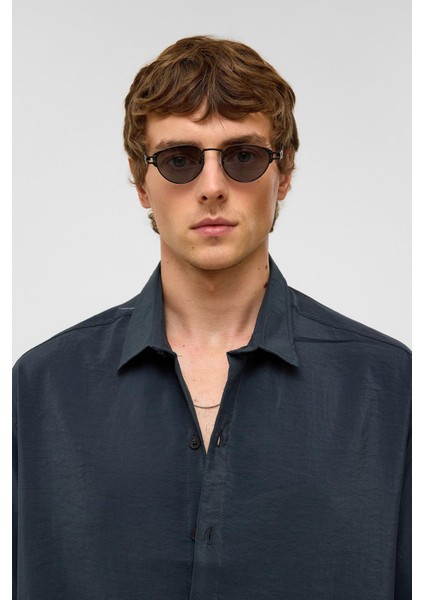 Basic Oversize Kısa Kollu Modal Gömlek Füme modelleri