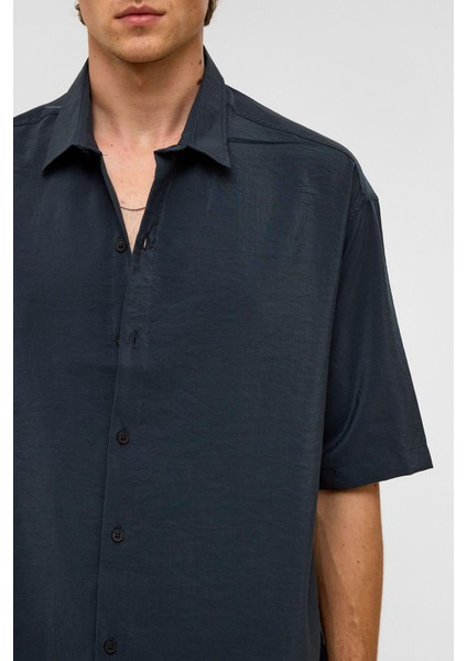 Basic Oversize Kısa Kollu Modal Gömlek Füme fırsatları