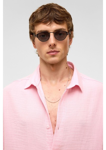 Oversize Kısa Kollu Müslin Kumaş Gömlek Pembe fırsatları