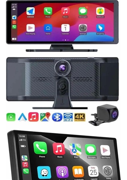 4K 10.2 Inç Çift Kameralı Araç Multimedya Ekranı Carplay Kablosuz Tüm Cihazlara Uyumlu modelleri