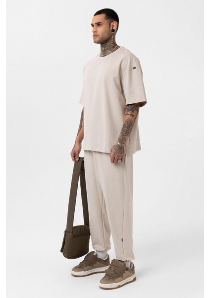 Paça Lastikli Basic Oversize Eşofman Takımı Bej fiyatları