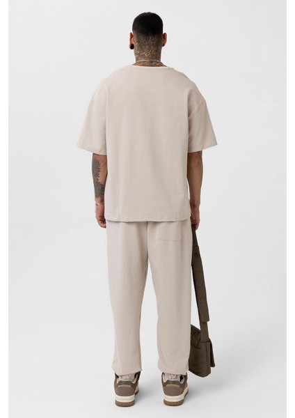 Paça Lastikli Basic Oversize Eşofman Takımı Bej fırsatları