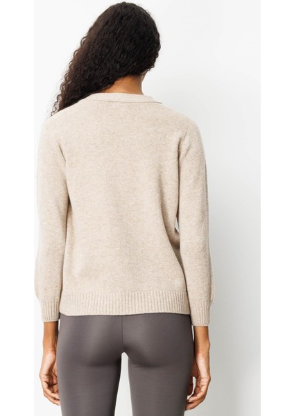 Kadın V Yaka Kısa Yün Hırka K.bej fırsatları