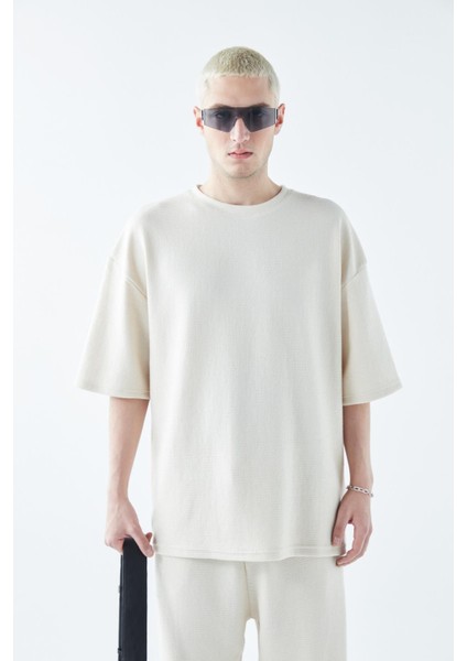 Oversize Basıc Triko Eşofman Takım Kemik