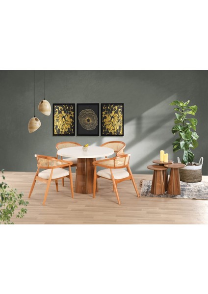 Uyar Beyaz Highgloss 4 Adet Gazel Sandalye 100*100 Pota Sabit Masa Takımı fiyatları