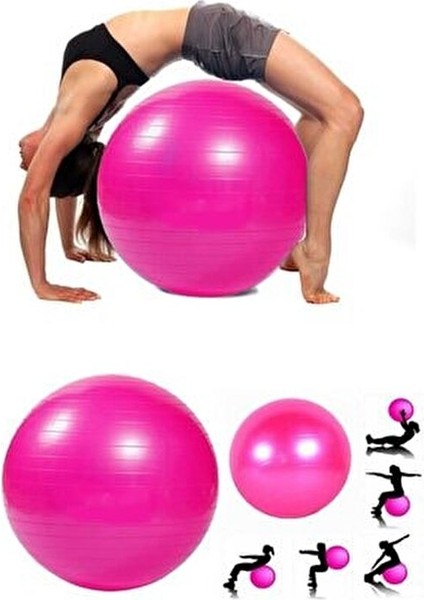 Büyük Boy Pilates Topu Pembe Renk 55 cm Tekil Kullanım İçin Uygun