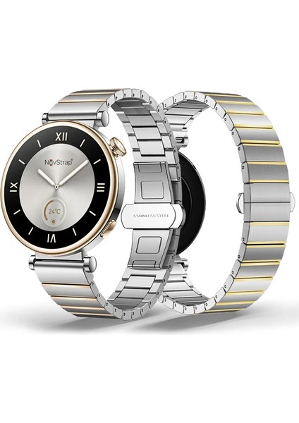 Huawei Watch GT6 41mm GT4 41mm GT5 41mm GT5 Pro 42mm ile Uyumlu Kordon (18mm) Çelik Metal Klipsli