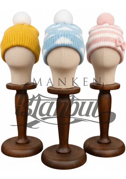 Ahşap Standlı Bebek Kafa Mankeni Bebek Şapka Mankeni Bebek Bere Mankeni 06 Ay 12 Ay Için Uygundur fiyatları