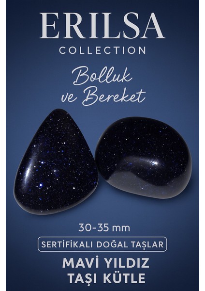 Sertifikalı Mavi Yıldız Taşı Kütle 30-35 mm – Doğal Bolluk ve Bereket Taşı