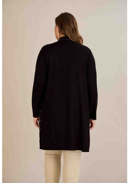 Kadın Siyah Büyük Beden Kristal Kumaş Ceket Hırka modelleri