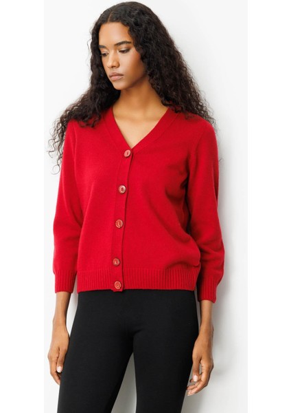 Kadın V Yaka Kısa Yün Hırka K.kırmızı fiyatları